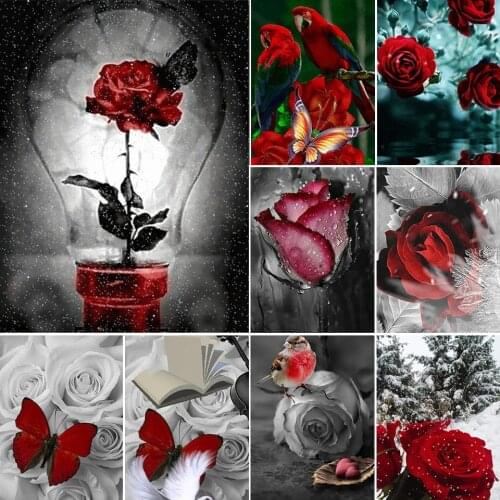 5D DIY Diamond Painting Rose Cross Stitch Kit Full Drill Square Embroidery Mosaic Flowers Art Picture Of Rhinestones Decor Gift