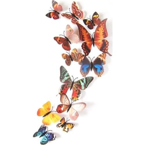 Butterflies Wall Stickers Home Decor Multicolor Vivid 3D Butterfly Sticker 12Pcs/lot for Decoration on The Living Room