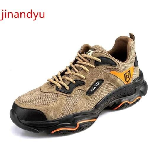 Work Clothes Men Steel Toe Shoes Safty Boots for Men Anti Piercing Breathable Sneakers Safety Indestructible Working Shoes Man
