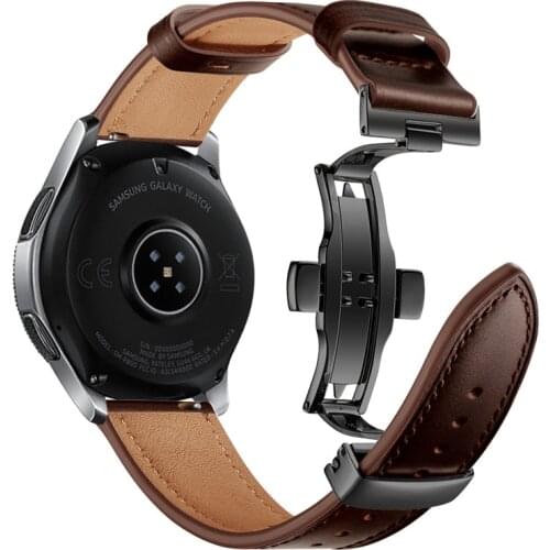 22 20mm Band for Samsung Galaxy Watch 3 Active 2 44mm 40mm Band Genuine Leather Strap Correa for Galaxy Watch 46mm 42mm Bracelet