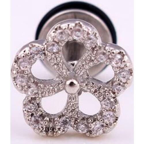 SaYao 1 Piece Stainless Steel Earring Studs Full Crystal Flower Body Piercing jewelry Girl Love For Women Gift