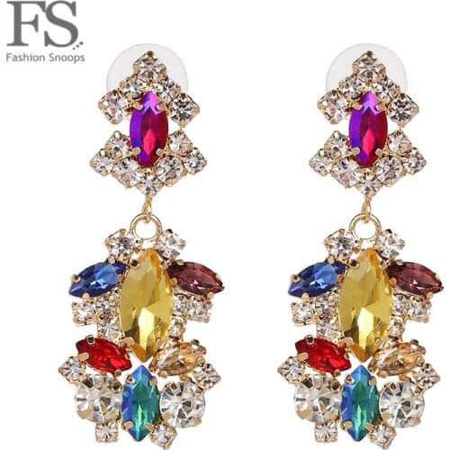 FASHIONSNOOPS Luxury Fashion Crystal Jewelry Womens Earrings 2021 Wedding Party Dangle Drop Earrings Charm Accessory Pendientes