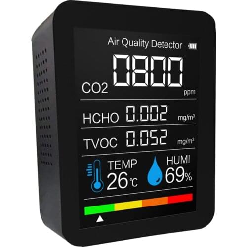 5 In 1 Intelligent Digital Thermometer Hygrometer CO2 meter Gas Detector Indoor Air Quality Monitor Home Testing Instrument