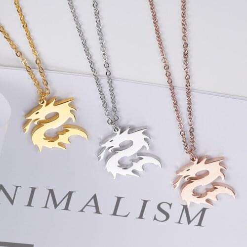 Vintage Dragon Necklaces Pendants For Women Lucky Amulet Jewelry Stainless Steel Boho Necklace Best Friend Gifts 2021 Collier