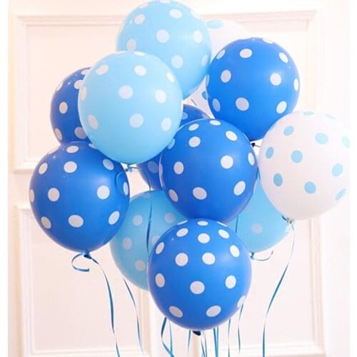 12 inch 30pcs /lot blue balloons polka dot latex balloon kids birthday party decorate boy baby princess ball