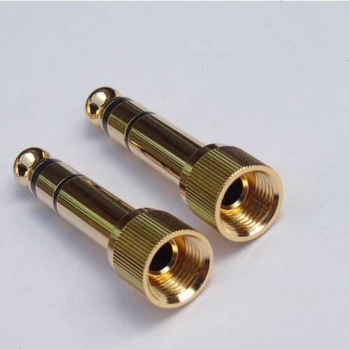 High quality 100pcs/lot 1/8" 3.5mm female to 1/4' 6.35 stereo Audio Adapter with screw thread real gold plating