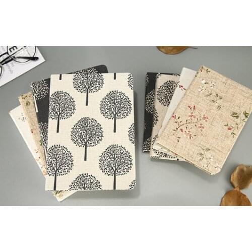 A5 A6 Size Vintage Tree Leaf Notebook Cloth Cover 128 Sheets Included Retro Leaf Students Diary Book Stationery Thicken Notepad