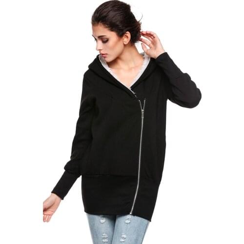 Womens winter warm jacket Womens Long Sleeve Zip Pocket Hooded Jacket Casual Slim Outwear Jacket