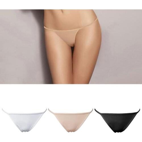 Womens Summer Low-Rise Triangle Bottoms Bikini Basics Underwear Plain Solid Color Sexy T-Back G-String Thong No Show Seamless
