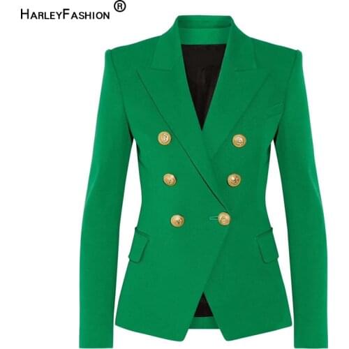 HarleyFashion Classic Design Women Elegant Style Casual Blazers Solid Color Slim Autumn Green Blazer High Quality