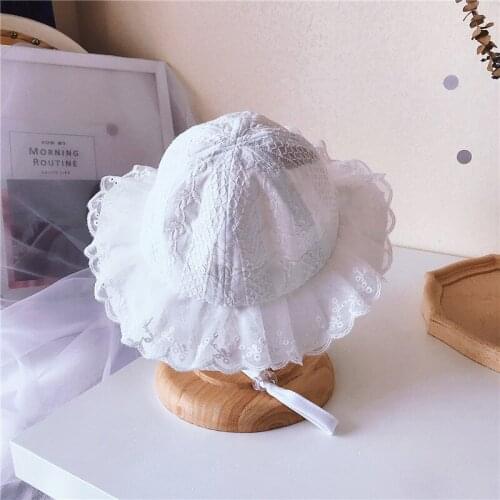 1pcs Korean fashion lace cotton transparent girls Fisherman cap Baby Princess basin hat