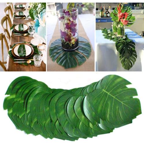 12pcs/Lot Summer Tropical Party Wedding Artificial Palm Leaves Hawaiian Luau Party Jungle Beach Theme Party Decoration Hawaii