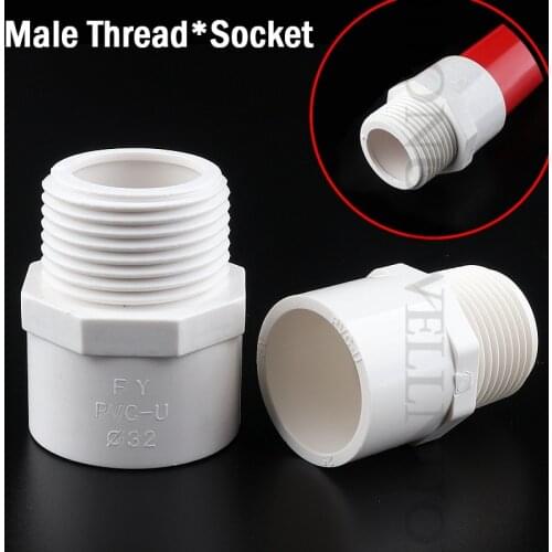 2pcs 1/2" 3/4" 1" 1.5" PVC Thread Connectors PVC Water Pipe Adapter Garden Irrigation Tube Fittings PVC Pipe Connectors