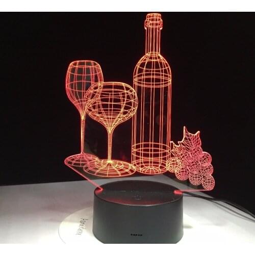Wine Cup Bottle 3D Lamp Led 7 Colorful Acrylic Night Light Friends Birhtday Gifts Sleep Lighting Bedroom Bedside Decor Drop Ship
