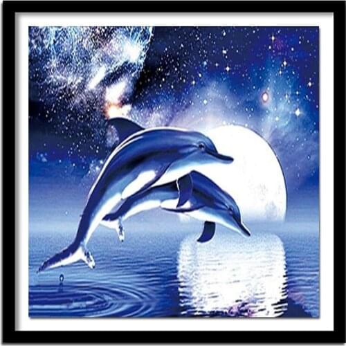 5D dolphin diamond embroidery Rhinestones cross stitch diamond home Decor DIY animal needlework diamond painting z096