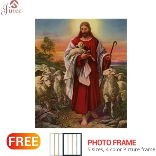 5D DIY Full Square/Round Diamond Jesus God and Sheep Diamond Embroidery Of Rhinestone Diamond Home Decor