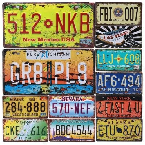 Us Arizona Las Vegas Oregon Car Metal Decorative License Plate Vintage Home Decor Tin Sign Bar Pub Garage Wall Poster Plaque