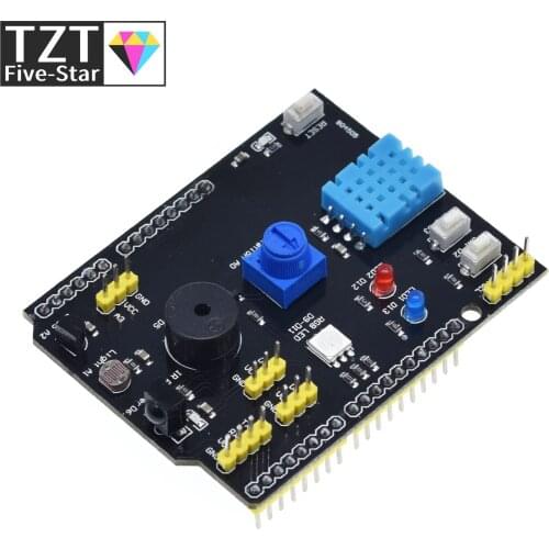 DHT11 LM35 Temperature Humidity Sensor Multifunction Expansion Board Adapter For Arduino UNO R3 RGB LED IR Receiver Buzzer I2C