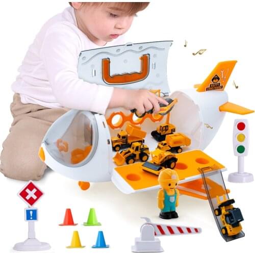 Baby Aircraft Storage Toys Music Simulation Track Inertia Childrens Passenger Plane Police Engineering Vehicles Cars Toys Gifts