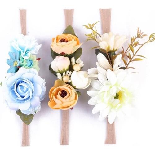 3 Pcs/Set kid Head Wreath Wedding Garland Forehead beach Flower Crown For Girls Hair Headband Hair Rose children band