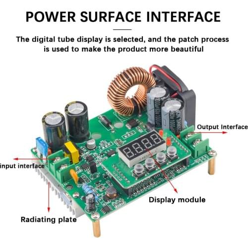 DKP6012 DC-DC Power Supply Module CC CV DC 10-65V to 0-60V 12A Buck Converter Adjustable Voltage Regulator CNC Control Module