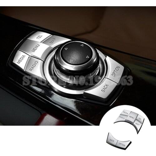 For BMW X1 E84 Inner Console iDrive Multimedia Button Cover 2010-2015 5pcs Car Accessories Interior Car Decor Car Trim