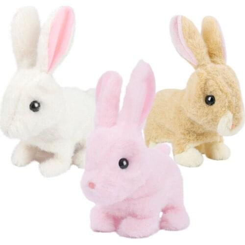 Bunny Simulation Electric Pet Plush Toy Super Cute Can Walk And Jump White Rabbit Boy And Girl Gift