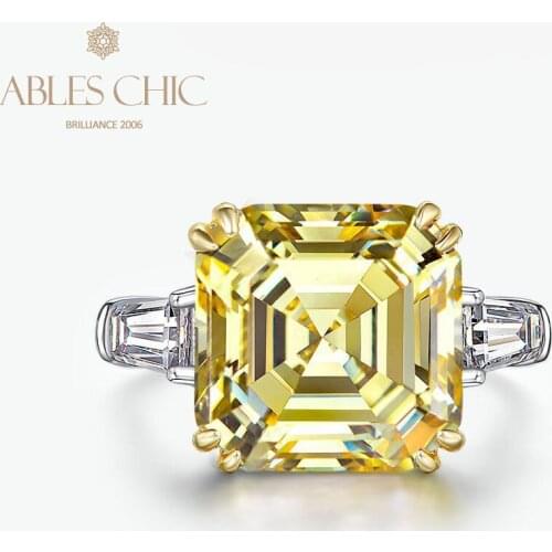925 Silver Solitaire Lab Asscher Yellow Citrine Wedding Ring 5A Zircon Citrine Gemstone Bridal Engagement Rings S2R1S2R0864