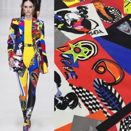 148cm wide spring and summer beautiful flower abstract printing series shirt bottoming set printing cloth womens clothing