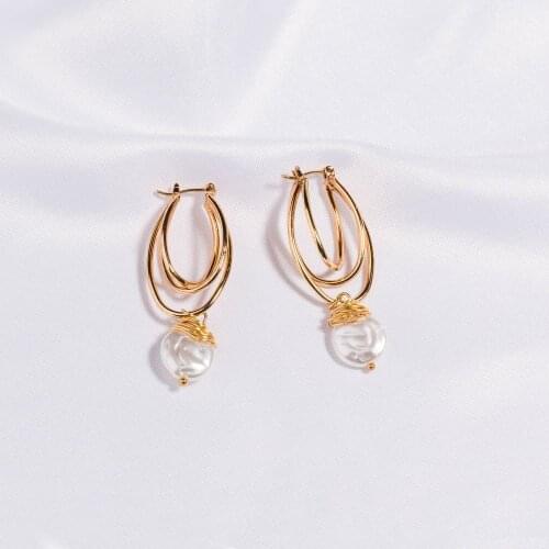 Creative Womens Cool Simple Multilayer Circular Pendant Earrings Selection New Style Metal Alloy Pearl Earring Jewelry