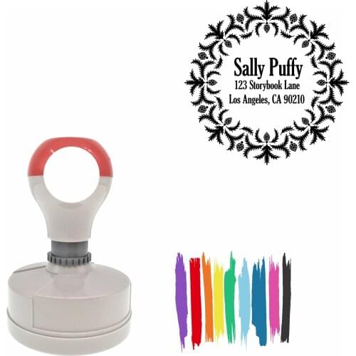 Bbloop Fir Design Round Pre-Inked Laser-Cut Address Stamp