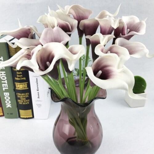 Plum picasso calla lilies,real touch calla lily for bridal bouquets wedding centerpieces home decor boutonnieres cors