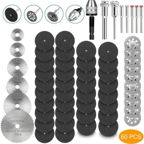 60/40/32pcs Metal HSS Circular Saw Blade Set High Speed Steel Woodworking Cutting Discs For Dremel Rotary Tool