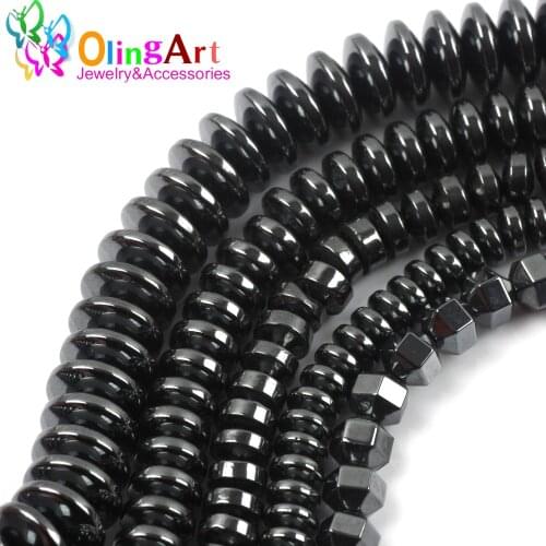 OlingArt 2019 New Natural Stone Black Hematite Beads Gasket 4 5 6 8 MM 100pcs/lot necklace Bracelet earrings choker jewelry
