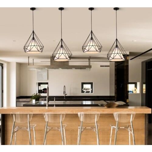 Diamond shape lustre pendant lights home kitchen decor dining room hanglamp bar restaurant retro industrial luminaire suspension