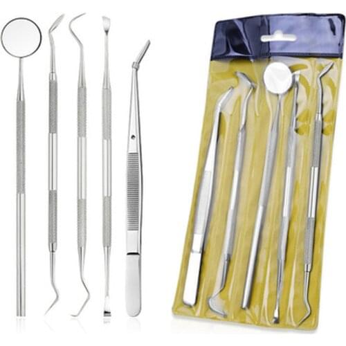 Dental Mirror Stainless Steel Dental Dentist Prepared Tool Set Probe Tooth Care Kit Instrument Tweezer Hoe Sickle Scaler