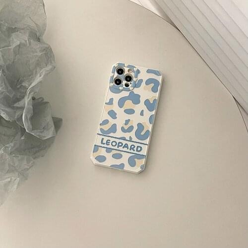 Light Blue Cow Pattern Case for iPhone 12 Pro Max Back Phone Cover for 12 11 Pro Max X XS XR 8 7 Plus SE 2020