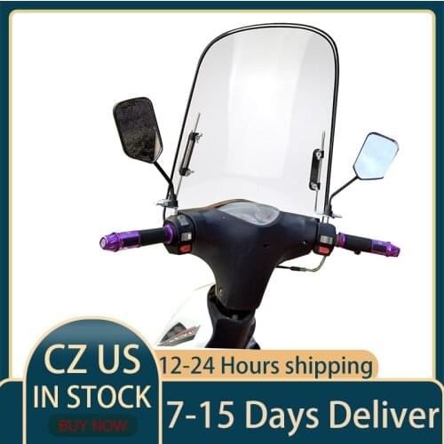 Motorcycle Universal Windshield For Electric Scooter Transparent Battery Car Flashing Tricycle Windshield&Mounting Accessories