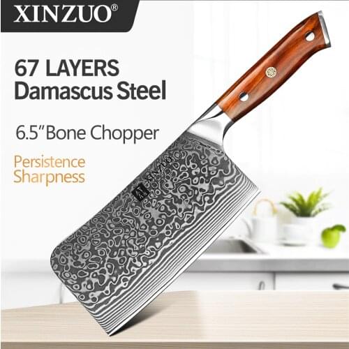 XINZUO 6. 5''inch Butchers Knife Damascus Steel Kitchen Knives Stainless Steel Vegetables Meat Bone Chopper Knife Knives