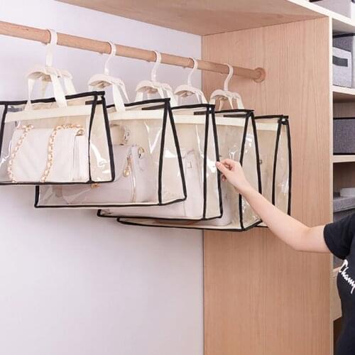 Dust-Proof Storage Bag Closet Wardrobe Organizer Transparent Hanging Handbag Door Wall Sundry Shoe Storage Bag Home Product