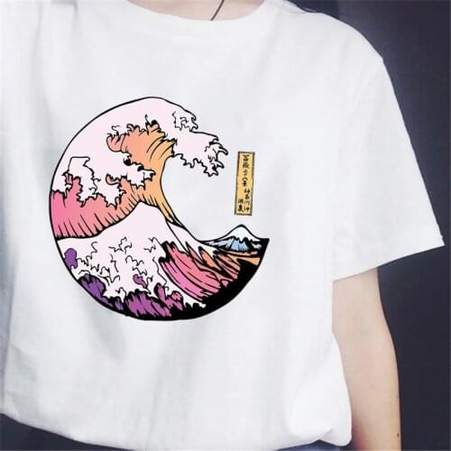 2020 The Great Wave of Aesthetic T-Shirt Women Tumblr 90s And So It Is Ocean Fashion Graphic Tee Cute Summer Tops Casual T Shirt