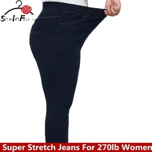 High Waist Femme Jeans Plus Size 9XL 8XL 7XL 6XL pencil pants 2020 spring casual Jeans Women trousers Denim Pants