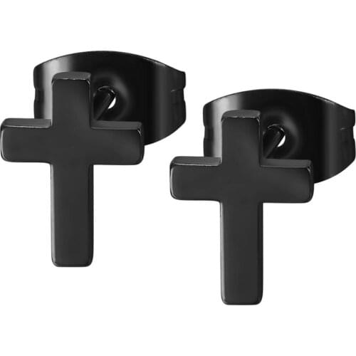 BONISKISS 1 Piece Punk Gothic Black Gold Color Stainless Steel Stud Earring For Women Man Earring Jewelry Gift Drop Shipping