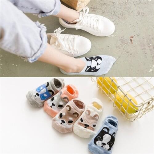 5 Pairs/lot Women Socks Candy Color Small Animal Cartoon Pattern Boat Sock for Summer Breathable Casual Girls Funny Fashion