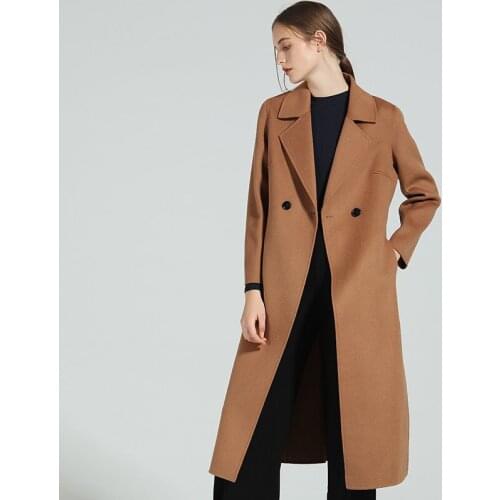 Coat Wool Women Autumn Winter Female Jacket Long Womens Cashmere Coats Belt 2020 Double-sided Woolen Jackets HN585 's s en s
