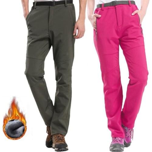 Winter Fleece Pants Men Waterproof Soft Shell Thick Warm Outdoor Climbing Ski Trousers Male Casual Joggers Cargo Tactical Pants