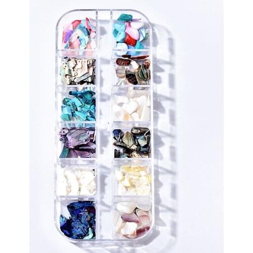 12 Grids 3D Summer Hollow DIY Decorations Nails Gold Silver Manicure Nail Jewelry Nail Metal Frame Colorful Shell Abalone Slices