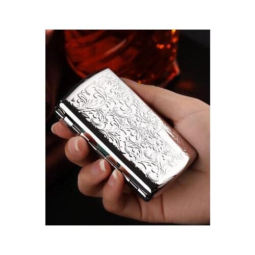 12pcs capacity Retro Silver tang grass pattern personality metal ultra-thin Tobacco accessories Gadget Fathers Day Gift
