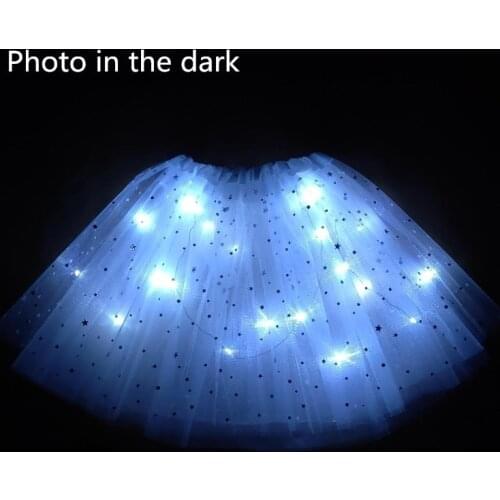2021 New Style Mesh Skirt With Light Glows Childrens Birthday New Year Party Fun Gift Girls Skirt LED New Strange White