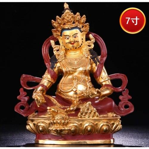 21CM GOOD gold gilding Buddha brass statue HOME family effective protection CAI SHEN The God of wealth Yellow Jambhala Buddha